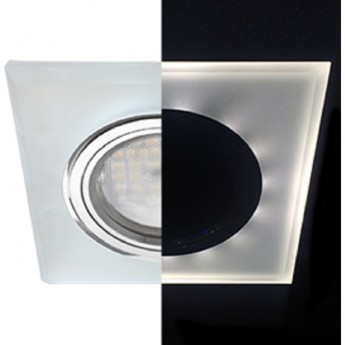 Светильник ECOLA MR16 LD1651 GU5.3 Glass Стекло с подсветкой Квадрат скошенный край Матовый / Хром 25x90x90 (кd74)