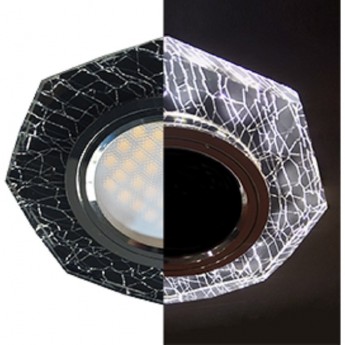 Светильник ECOLA MR16 LD1652 GU5.3 Glass Стекло с подсветкой 8-угольник с прямыми гранями Колотый лед на черном / Хром 25x90 (кd74) Светильник ECOLA MR16 LD1652 GU5.3 Glass Стекло с подсветкой 8-угольник с прямыми гранями Колотый лед на черном / Хром 25x90 (кd74)