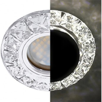 Светильник ECOLA MR16 LD1661 GU5.3 Glass Стекло Круг с крупными прозр. стразами Конус с подсветкой/фон зерк./центр.часть хром 38x95 Светильник ECOLA MR16 LD1661 GU5.3 Glass Стекло Круг с крупными прозр. стразами Конус с подсветкой/фон зерк./центр.часть хром 38x95