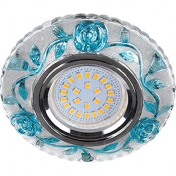 Светильник ECOLA MR16 LD7071 GU5.3 встр. искристый с подсветкой "Розы" Прозрачный и Голубой / Хром 25x95 Светильник ECOLA MR16 LD7071 GU5.3 встр. искристый с подсветкой "Розы" Прозрачный и Голубой / Хром 25x95