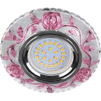 Светильник ECOLA MR16 LD7071 GU5.3 встр. искристый с подсветкой "Розы" Прозрачный и Розовый / Хром 25x95 Светильник ECOLA MR16 LD7071 GU5.3 встр. искристый с подсветкой "Розы" Прозрачный и Розовый / Хром 25x95
