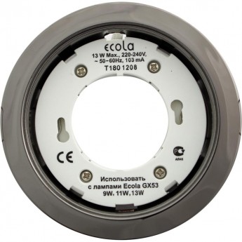 Встраиваемый светильник ECOLA GX53 H4 FB53H4ECB черный хром Встраиваемый светильник ECOLA GX53 H4 FB53H4ECB черный хром